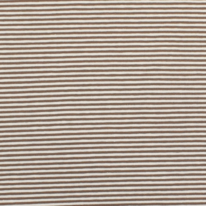 Tissu jersey de coton à rayures Emma, marron