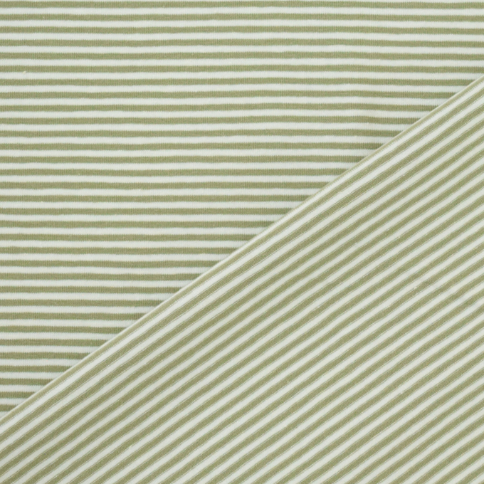 Tissu jersey de coton à rayures Emma, vert olive clair