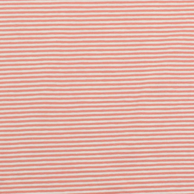 Tissu jersey de coton à rayures Emma, pêche