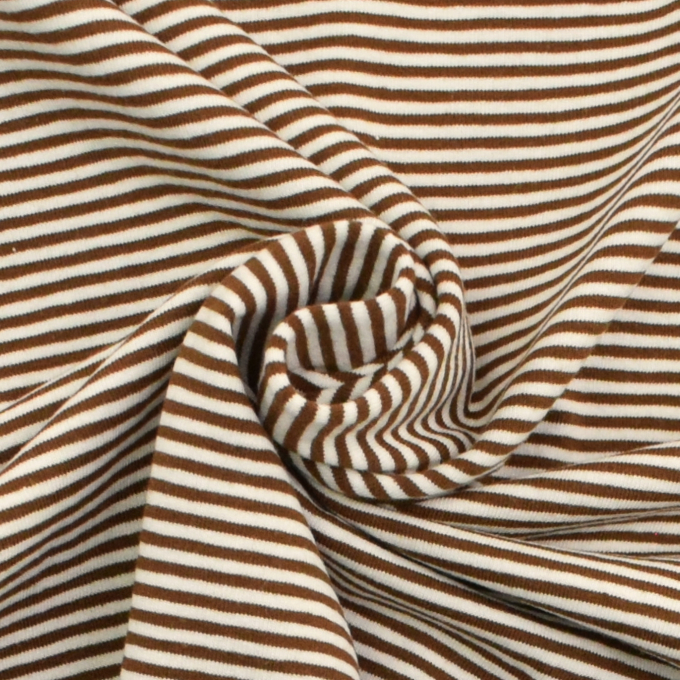 Tissu jersey de coton à rayures Emma, terracotta