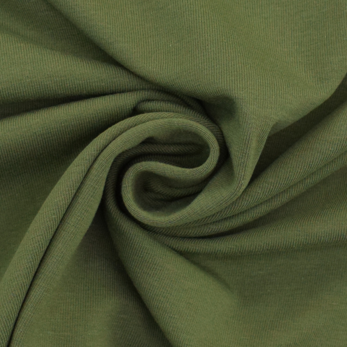 Tissu jersey de coton uni Emma, vert olive