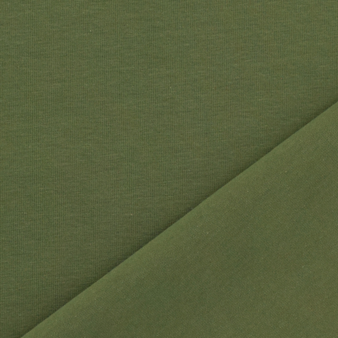 Tissu jersey de coton uni Emma, vert olive