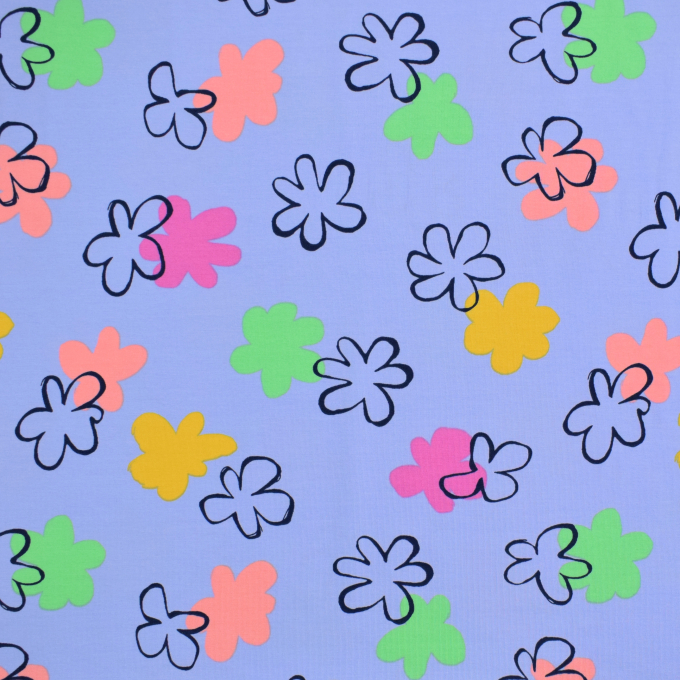 Tissu jersey de coton Fleurs Flower Art, lilas