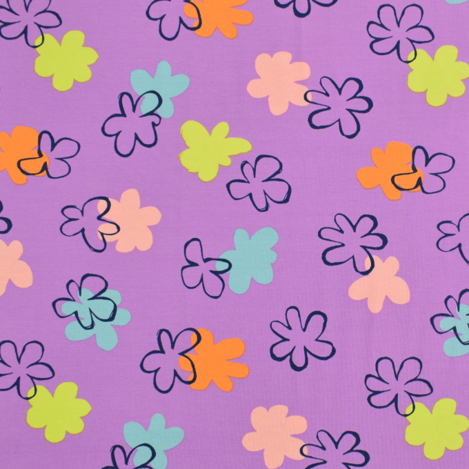 Tissu jersey de coton Fleurs Flower Art, baie clair