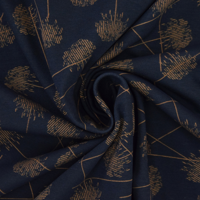 Katoenjersey Flowerball, marineblauw