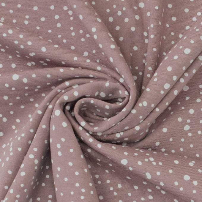 Katoenjersey flying dots, oud blauwpaars