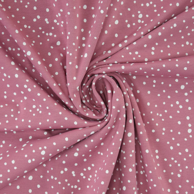 Katoenjersey flying dots, oudroze