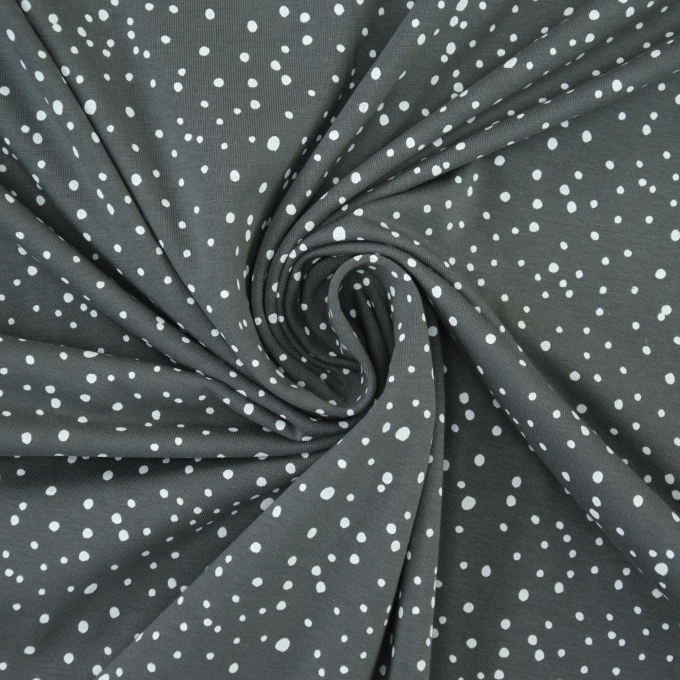 Katoenjersey flying dots, grijs
