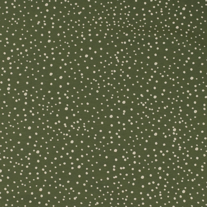 Katoenjersey flying dots, olijfgroen