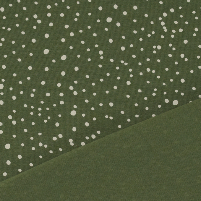 Katoenjersey flying dots, olijfgroen