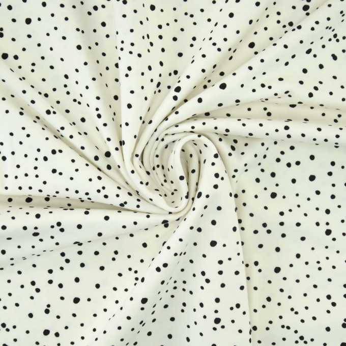 Katoenjersey flying dots, gebroken wit