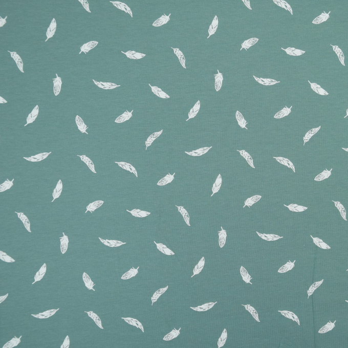 Katoenjersey flying feather, oudmintgroen