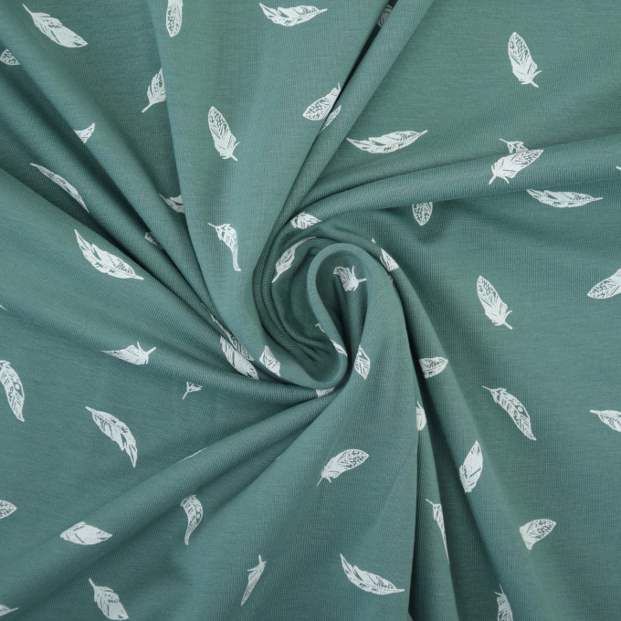 Katoenjersey flying feather, oudmintgroen