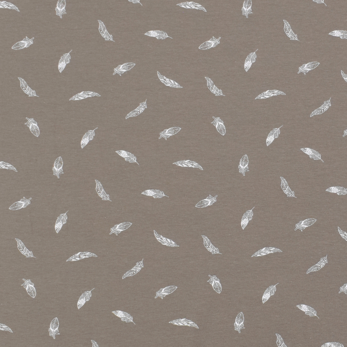 Tissu jersey de coton plumes flying feather, taupe