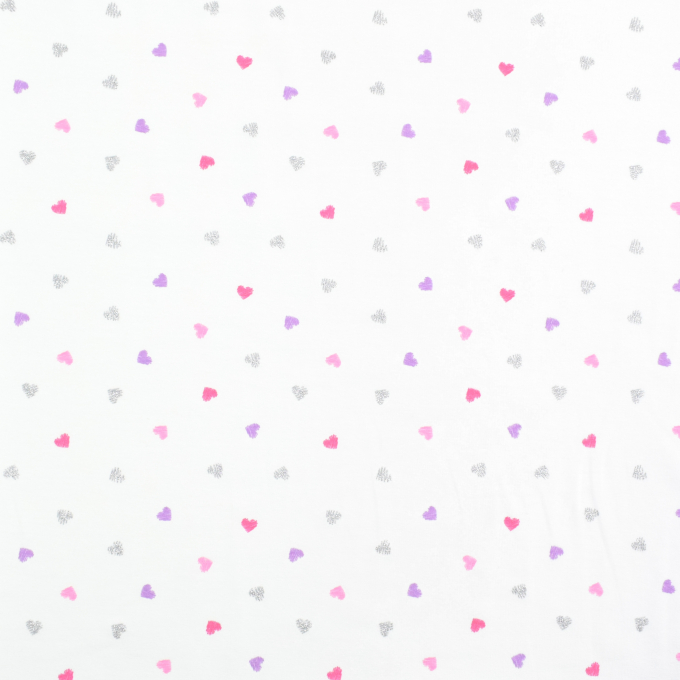 Tissu jersey de coton Coeurs Glamour Hearts, blanc cassé