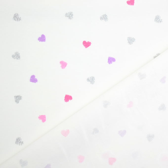 Tissu jersey de coton Coeurs Glamour Hearts, blanc cassé