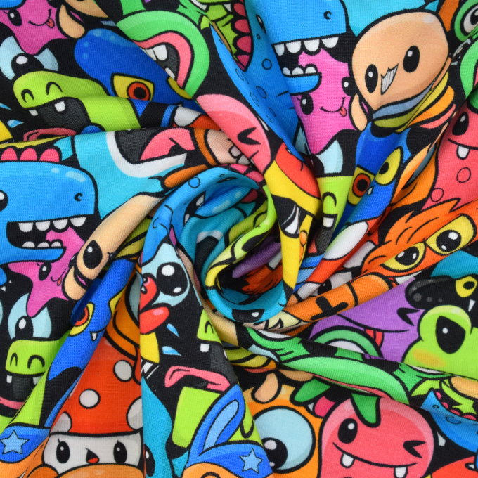 Baumwolljersey Happy Animals, multicolor