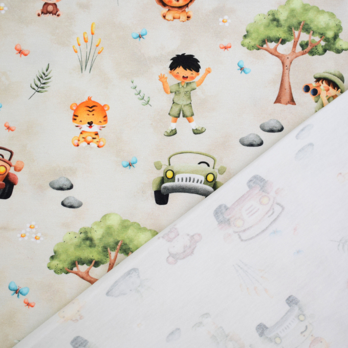 Baumwolljersey Jungle Time, beige