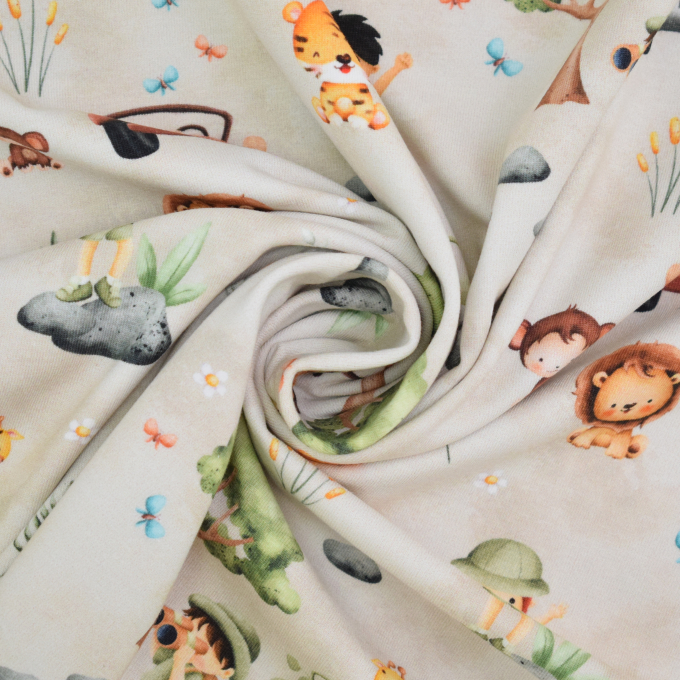 Baumwolljersey Jungle Time, beige