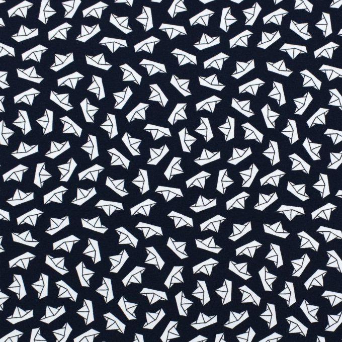 Katoenjersey, kleine boten, marineblauw