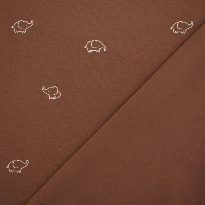 Baumwolljersey Kleine Elefanten, braun