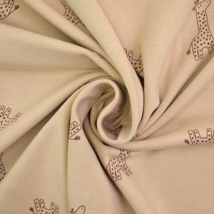 Baumwolljersey Kleine Giraffe, beige