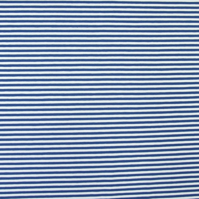 Katoenjersey little stripe love, donkerblauw - wit