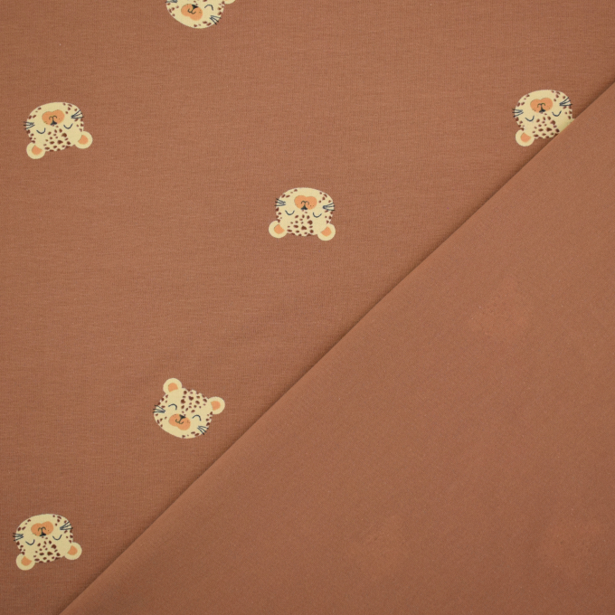 Baumwolljersey Kleiner Leopard, karamellbraun