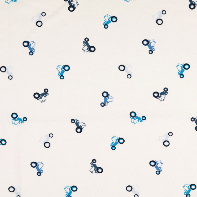 Tissu jersey de coton Petit tracteur, bleu
