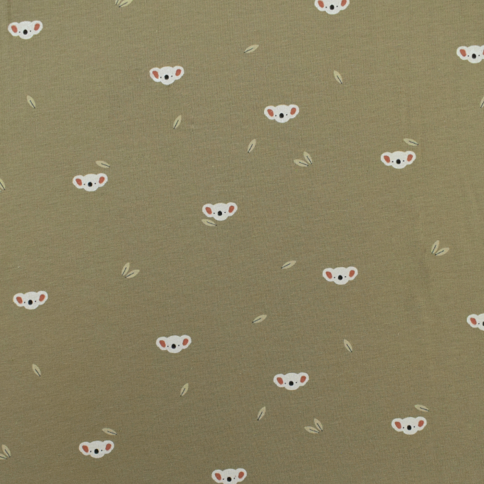 Tissu jersey de coton Koala, vert olive clair