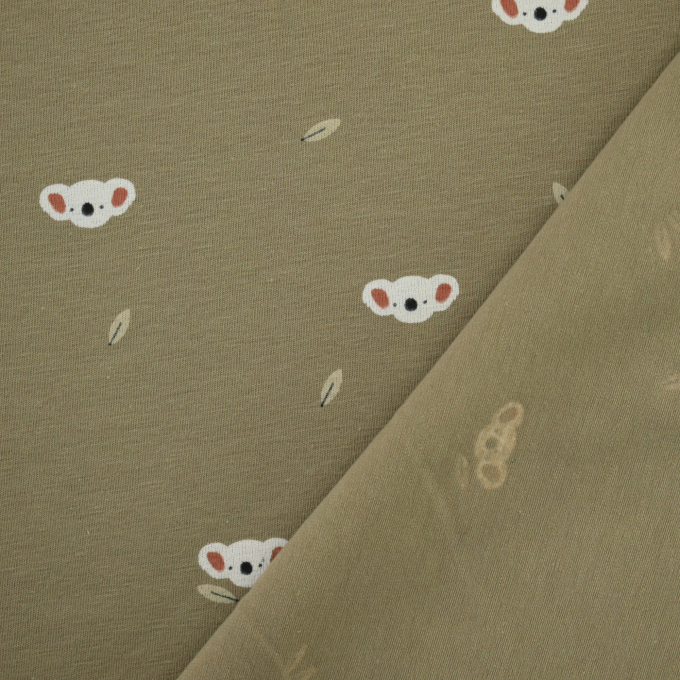 Tissu jersey de coton Koala, vert olive clair