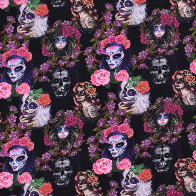 Baumwolljersey La Catrina, schwarz