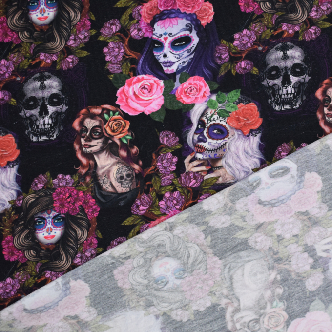 Baumwolljersey La Catrina, schwarz
