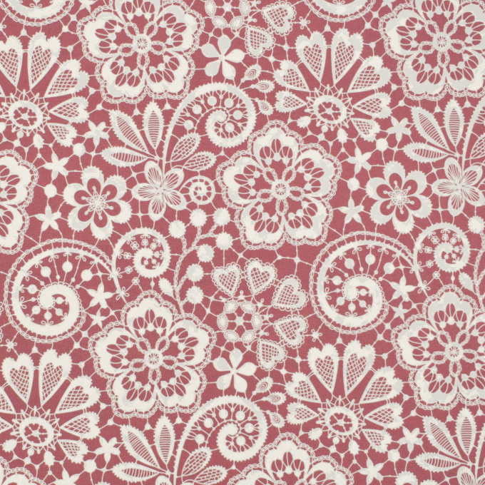 Katoenjersey Lace Flowers, oudroze
