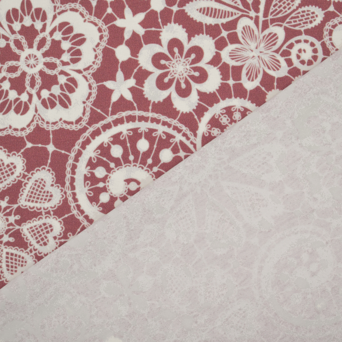 Katoenjersey Lace Flowers, oudroze