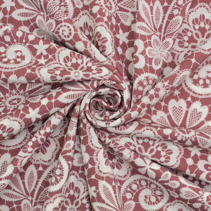 Katoenjersey Lace Flowers, oudroze