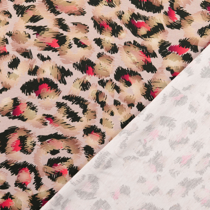 Tissu jersey de coton leo, vieux rose millennial