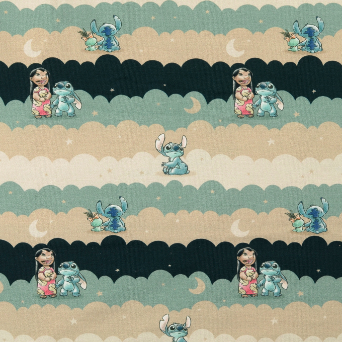 Baumwolljersey Lilo & Stitch Friends, altmint