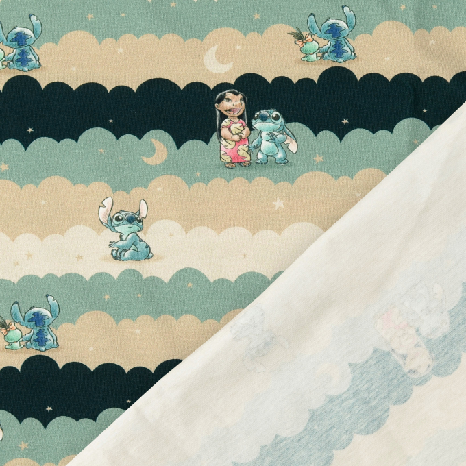 Baumwolljersey Lilo & Stitch Friends, altmint