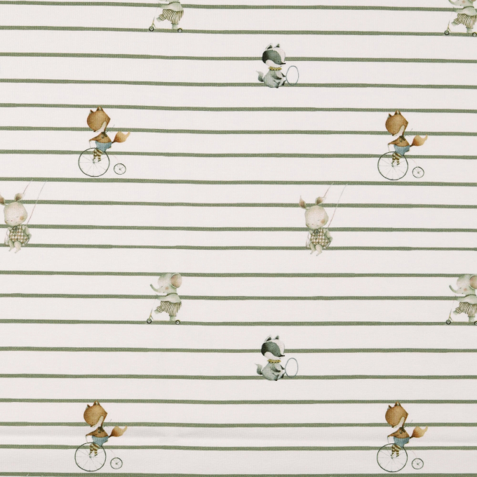 Baumwolljersey Little Animals, wollweiss