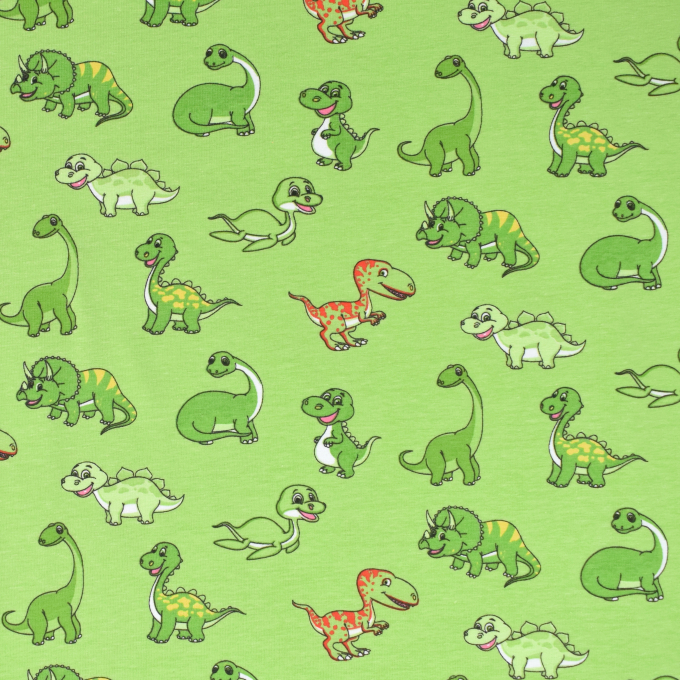 Baumwolljersey Little Dinosaurs, hellgrün