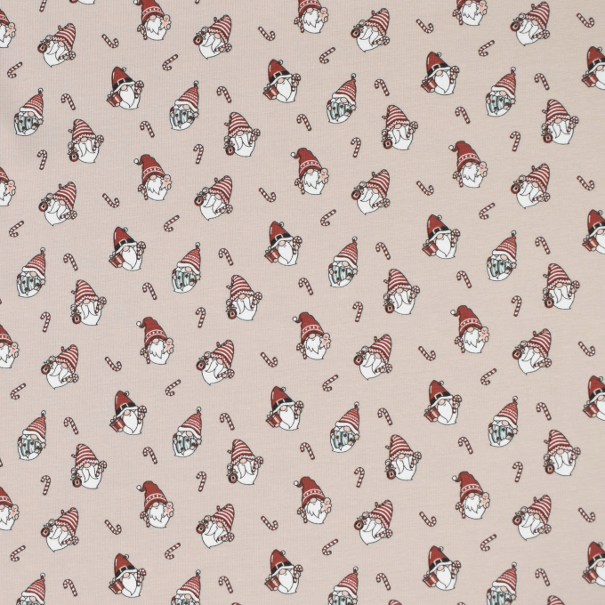 Katoenjersey Little Gnomes, beige