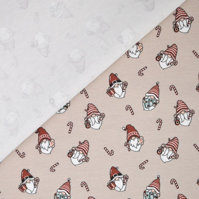Katoenjersey Little Gnomes, beige