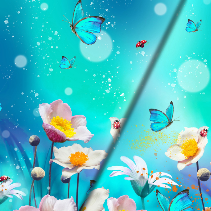 Baumwolljersey Malomi Panel Blue Butterfly, türkis 150 x 65 cm