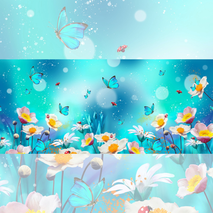 Baumwolljersey Malomi Panel Blue Butterfly, türkis 150 x 65 cm