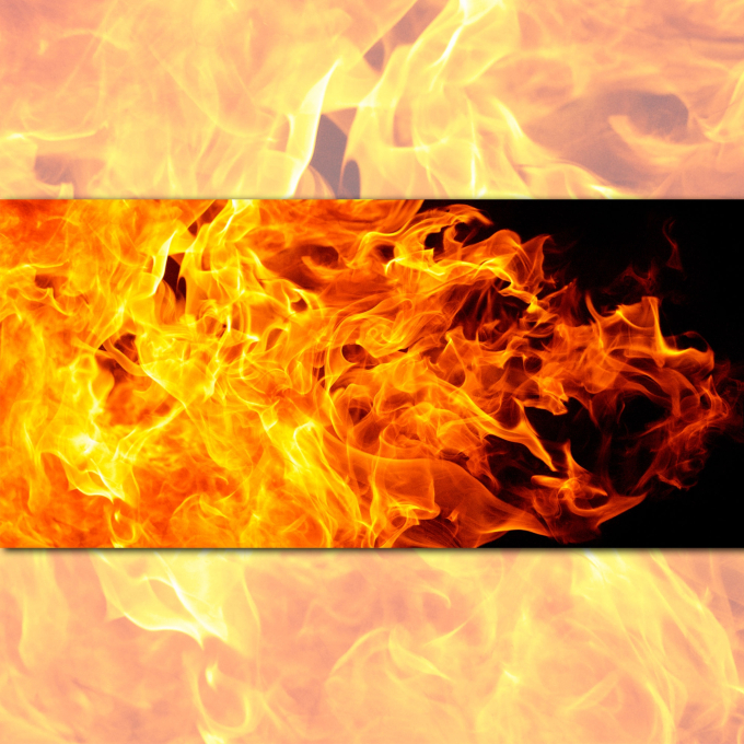 Tissu jersey coton panneau feu Fire Malomi, 150x70cm