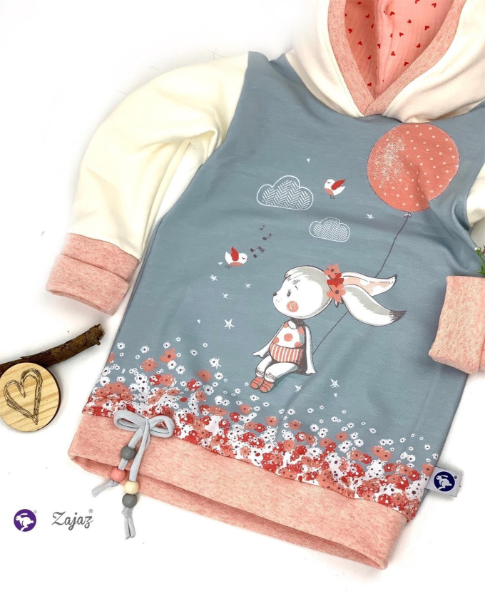 Tissu jersey coton Panneau Malomi Bunny Putty ballon 150 x 70 cm