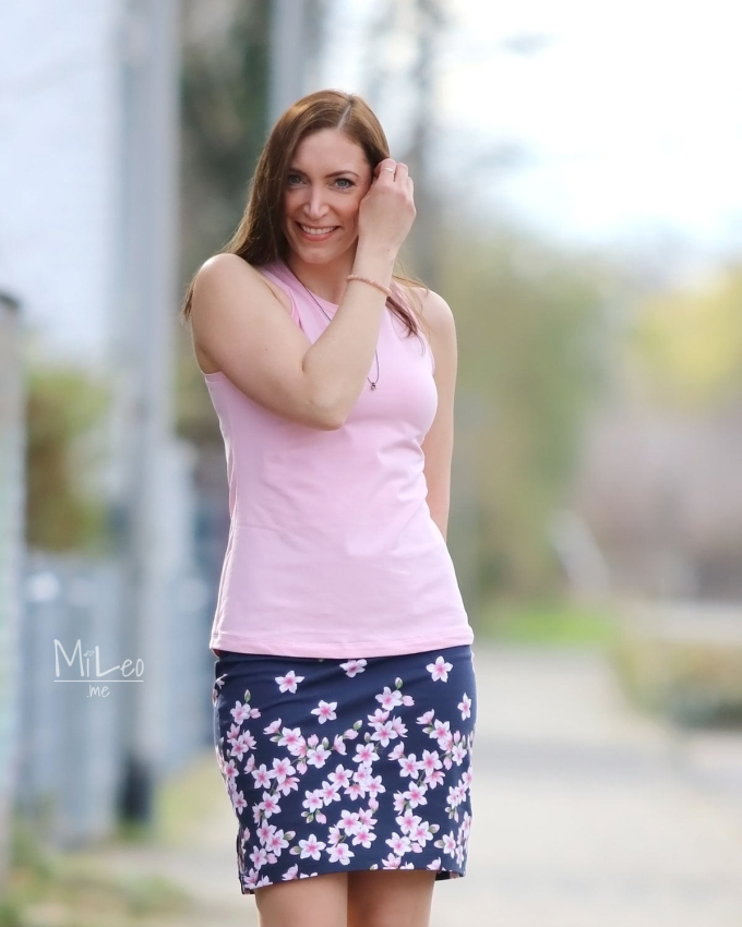 Katoenen jersey Malomi Paneel Sakura, donkerblauw 150 x 80cm