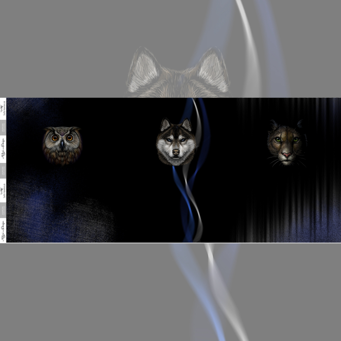 Katoenjersey Malomi Paneel Mystic Animals, zwart 145 x 80 cm