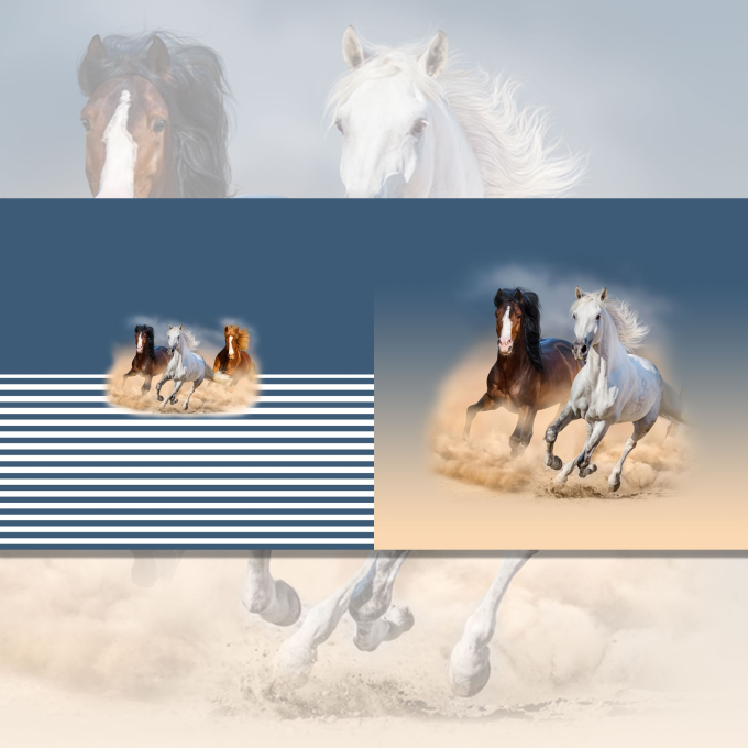 Katoenjersey Malomi paneel paarden 150 x 65 cm